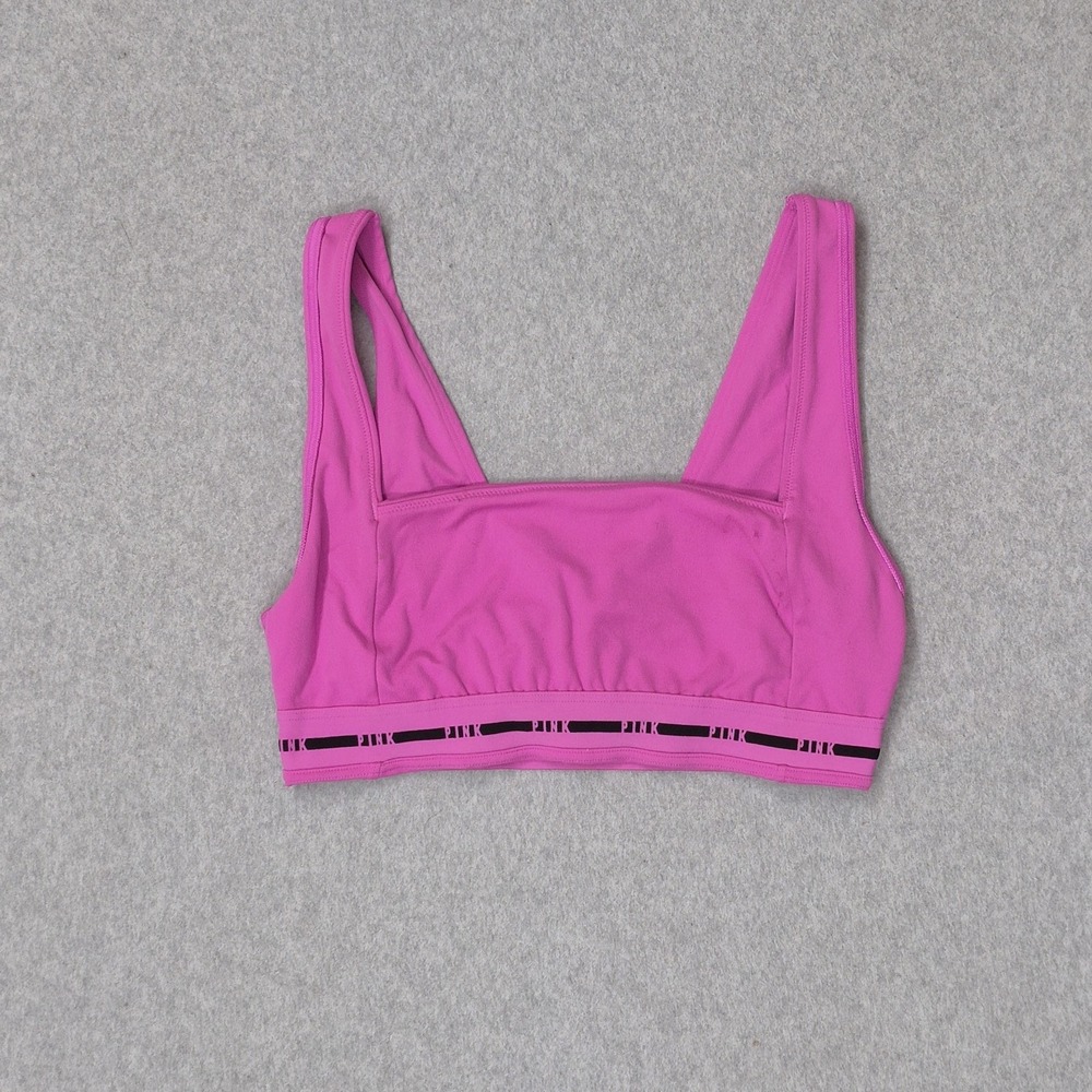 PINK Women Sports Bra Large Pink Ultimate Lightly Lined Wireless Racerback